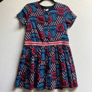NWT Catimini Printed Kids Cotton Dress Size 2 (Fits 12M-2T)